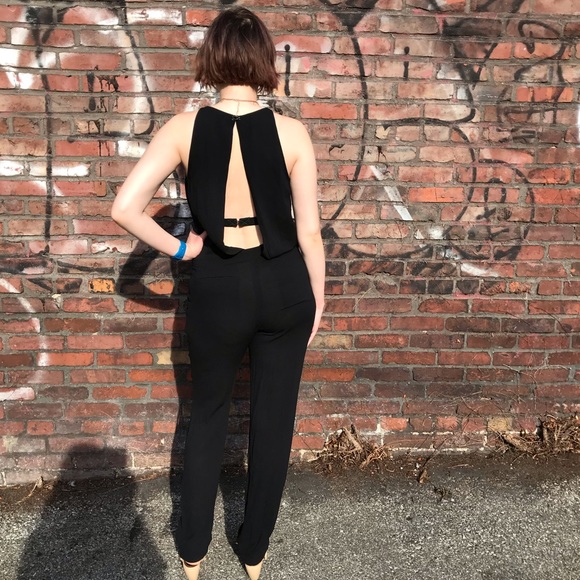 Guess by Marciano Pants - Guess by Marciano Black Open Back Jumpsuit, Sz 6